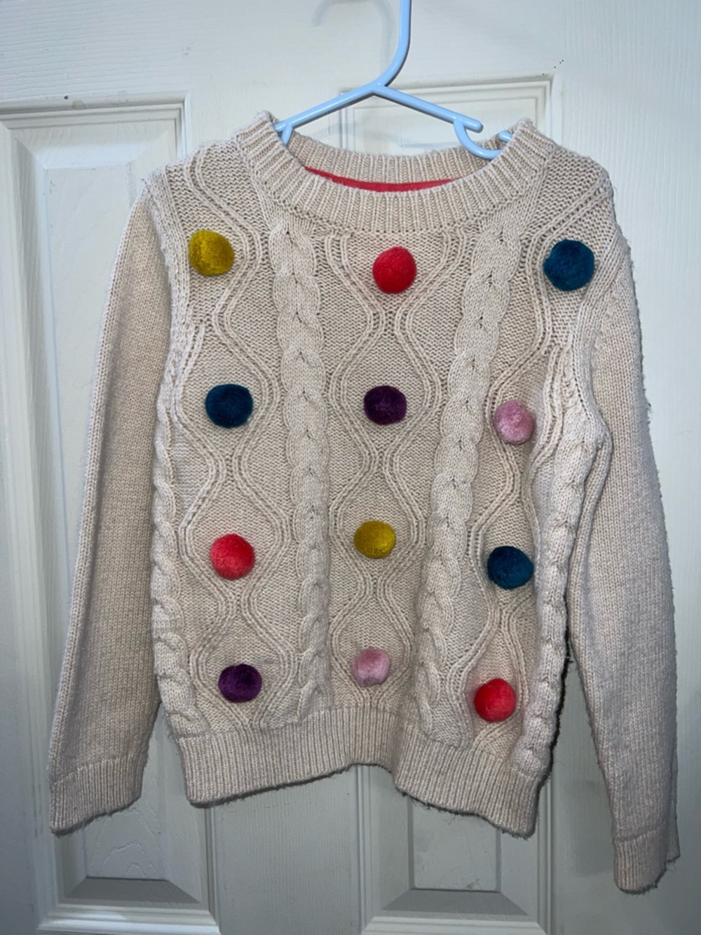 Mini Boden Girls Sweater Colorful Pom-pom Size  6-7Y Preowned